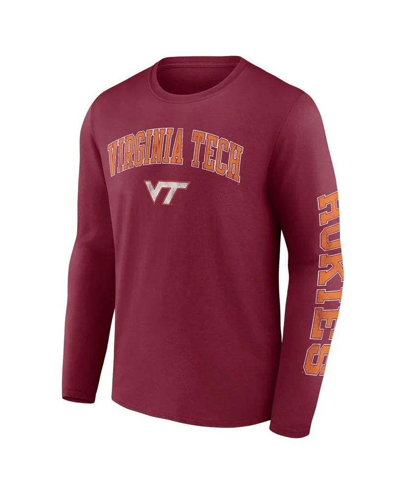 Men's Fanatics Maroon Virginia Tech Hokies Distressed Arch Over Logo 2.0 Long Sleeve T-shirt