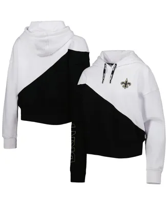 Women's Dkny Sport White and Black New Orleans Saints Bobbi Color Blocked Pullover Hoodie