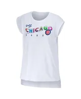 Women's Wear by Erin Andrews White Chicago Cubs Greetings From T-shirt