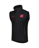 Men's adidas Black Nebraska Huskers Full-Zip Vest