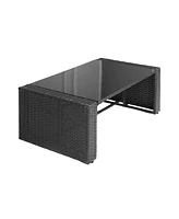 WestinTrends 4-Piece Wicker Outdoor Patio Conversation Sofa Set with Coffee Table