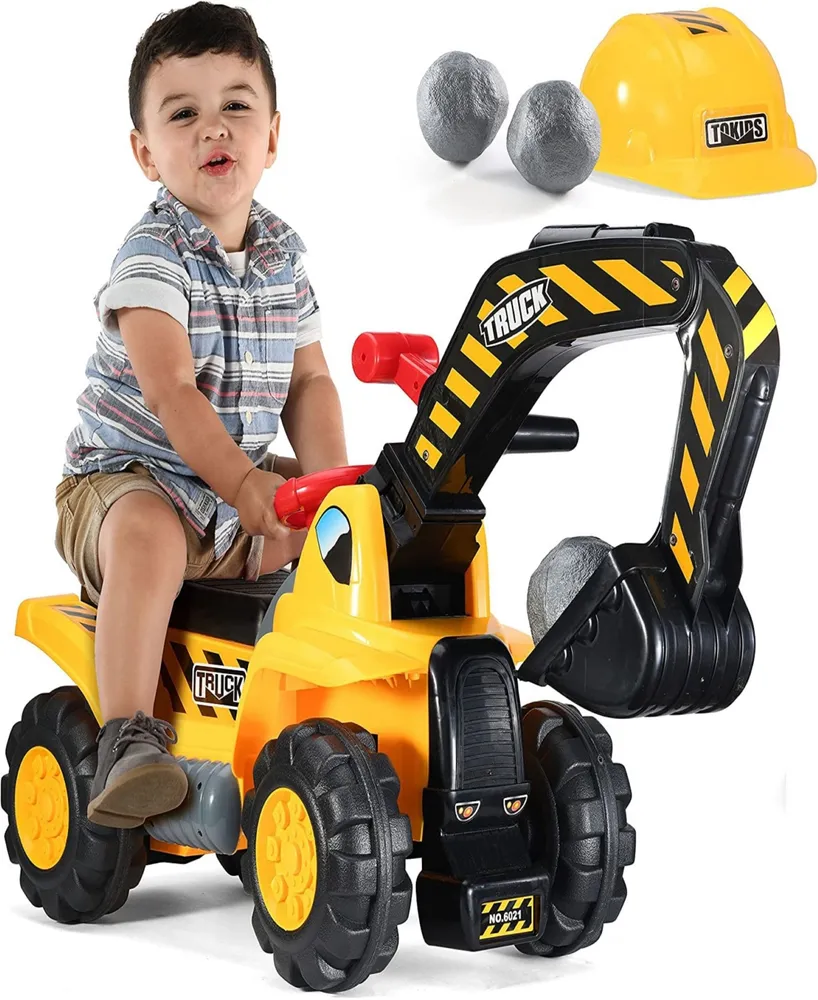 Play22 Toy Tractors For Kids Ride On Excavator - Includes Helmet with Rocks