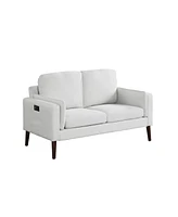 Lifestyle Solutions 35" Wood, Steel, Foam and Polyester Nate with Power and Usb Ports Loveseat