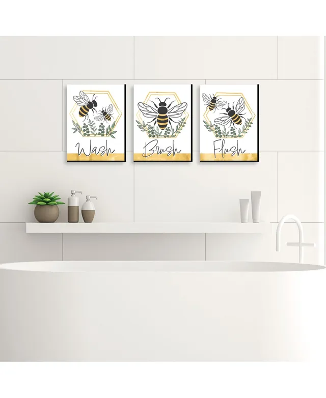 Big Dot of Happiness Honey Bee - Kids Bathroom Rules Wall Art