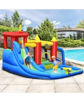 Costway Inflatable Bouncer Water Climb Slide Bounce House Splash Pool Blower