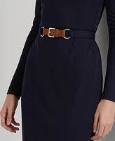 Lauren Ralph Lauren Women's Belted Mockneck Long-Sleeve Stretch Jersey Dress