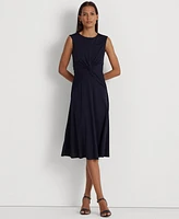 Lauren Ralph Women's Twist-Front Cap-Sleeve Stretch Jersey Dress