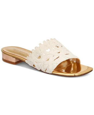 Things Ii Come Women's Tavita Slide Wood Heel Straw Flat Sandals