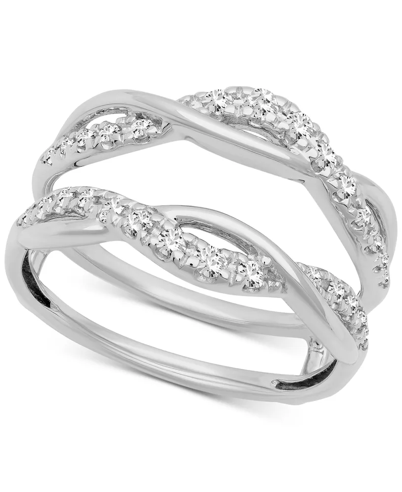 Diamond Oval Halo Cluster Intertwined Bridal Set (1/2 ct. t.w.) 14k White Gold