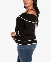 Belldini Black Label Plus Off-The-Shoulder Sweater