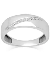 Men's Diamond Diagonal Wedding Band (1/10 ct. t.w.) 14k White Gold