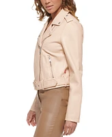 Levi's Women's Faux-Leather Belted Hem Moto Jacket