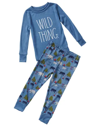 Toddler, Child Boys Wild Thing Hacci Long Sleeve Top and Printed Jogger 2 Piece Pajama Set