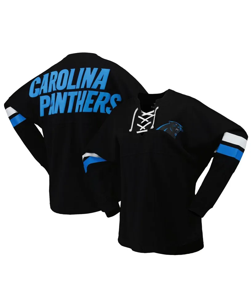 Fanatics Women's Fanatics Black Carolina Panthers Spirit Jersey Lace-Up  V-Neck Long Sleeve T-shirt