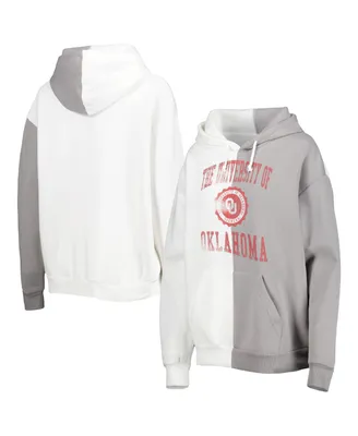 Women's Gameday Couture Gray and White Oklahoma Sooners Split Pullover Hoodie