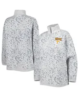 Women's Gameday Couture Heather Gray Tennessee Volunteers Leopard Quarter-Zip Sweatshirt