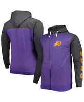 Fanatics Men's Fanatics Purple, Heathered Black Phoenix Suns Big and Tall  Down Distance Full-Zip Hoodie