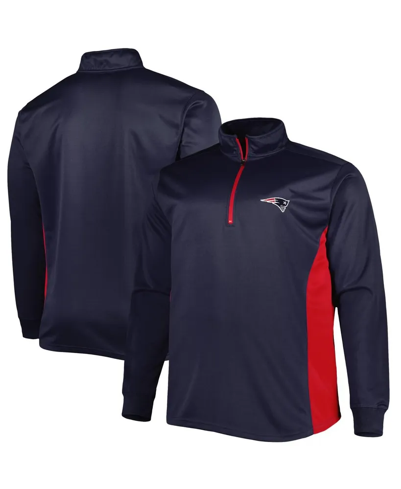 Men's Navy New England Patriots Big and Tall Quarter-Zip Top