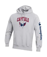 Men's Champion Heather Gray Washington Capitals Reverse Weave Pullover Hoodie