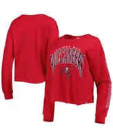 Women's '47 Brand Red Tampa Bay Buccaneers Skyler Parkway Cropped Long Sleeve T-shirt