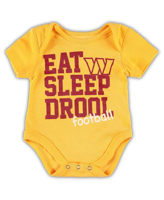 Outerstuff Newborn and Infant Boys Girls Burgundy, Gold, Heather Gray Washington  Commanders Three-Piece Eat Sleep Drool Bodysuit Set