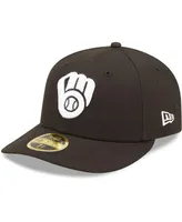 Men's New Era Milwaukee Brewers Black and White Low Profile 59FIFTY Fitted Hat