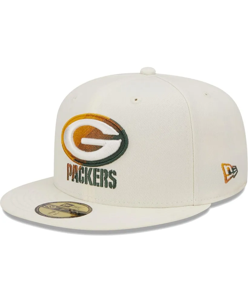 Men's New Era Cream Green Bay Packers Chrome Color Dim 59FIFTY Fitted Hat