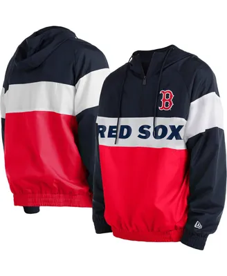 Men's New Era Red Boston Red Sox Raglan Quarter-Zip Hoodie