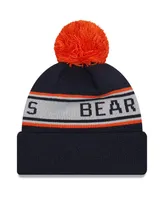 Big Boys New Era Navy Chicago Bears Repeat Cuffed Knit Hat with Pom