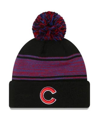 Men's New Era Black Chicago Cubs Chilled Cuffed Knit Hat with Pom