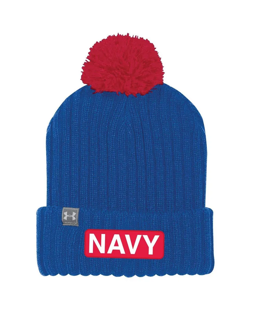 Men's Under Armour Royal Navy Midshipmen 2022 Special Games Nasa Cuffed Knit Hat with Pom