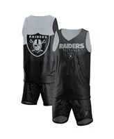 Men's Foco Black Las Vegas Raiders Colorblock Mesh V-Neck and Shorts Set