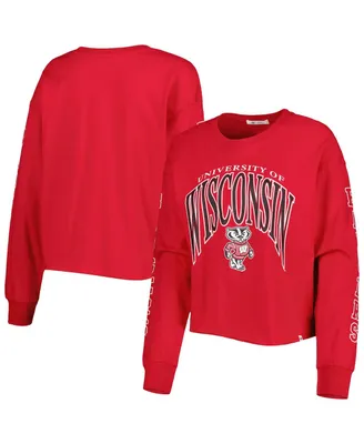 Women's '47 Brand Red Wisconsin Badgers Parkway Ii Cropped Long Sleeve T-shirt