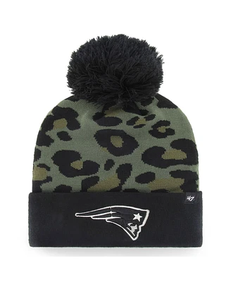 Women's '47 Brand Green, Black New England Patriots Bagheera Cuffed Knit Hat With Pom