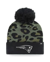 Women's '47 Brand Green, Black New England Patriots Bagheera Cuffed Knit Hat With Pom