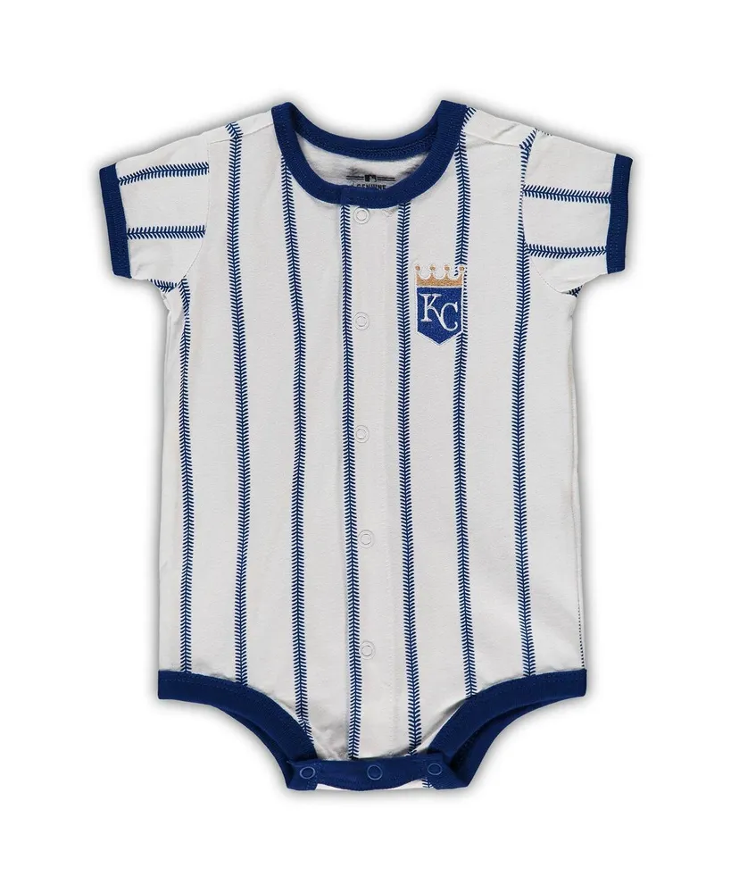 Newborn Boys and Girls White, Royal Kansas City Royals Power Hitter Short Sleeve Bodysuit