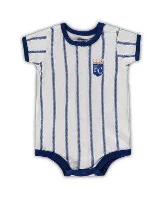 Newborn Boys and Girls White, Royal Kansas City Royals Power Hitter Short Sleeve Bodysuit