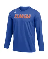 Men's Jordan Royal Florida Gators Logo Practice Performance Long Sleeve T-shirt