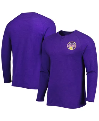 Men's Concepts Sport Heathered Purple Los Angeles Lakers Left Chest Henley Raglan Long Sleeve T-shirt
