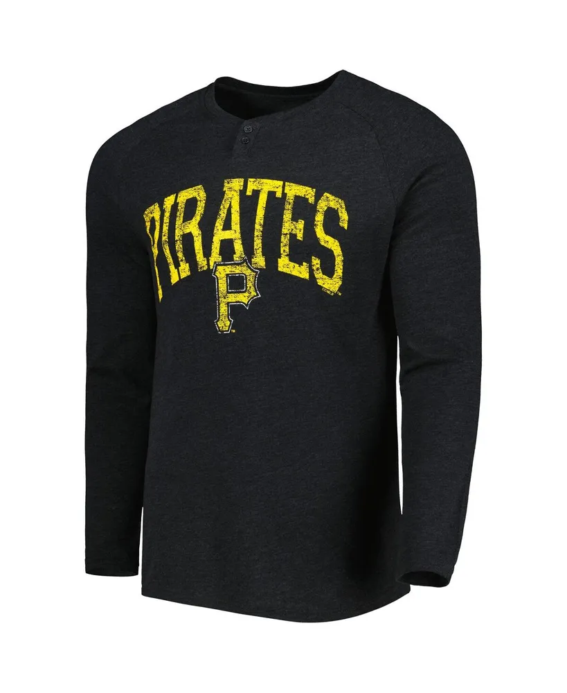 Men's Concepts Sport Black Pittsburgh Pirates Inertia Raglan Long Sleeve Henley T-shirt