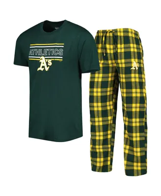 Men's Concepts Sport Green and Gold Oakland Athletics Badge T-shirt Pants Sleep Set