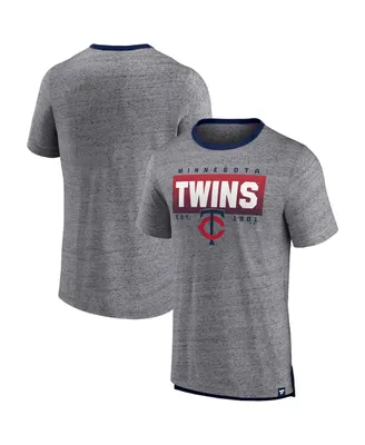 Men's Fanatics Heathered Gray Minnesota Twins Iconic Team Element Speckled Ringer T-shirt
