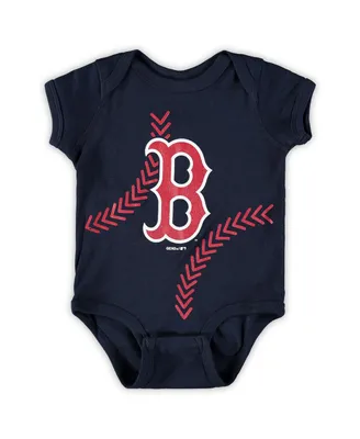 Newborn and Infant Boys Girls Navy Boston Red Sox Running Home Bodysuit