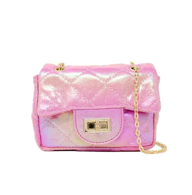 Classic Shiny Quilted Mini Handbag for Girls