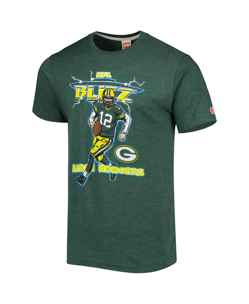 Men's Homage Aaron Rodgers Heathered Green Green Bay Packers Nfl Blitz Player Tri-Blend T-shirt