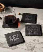 American Atelier 4 X 4" Sip Sip Hooray Slate Coasters Square Set, 4 Piece