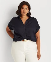 Lauren Ralph Lauren Plus Size Linen Dolman Sleeve Top