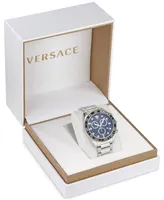 Versace Men's Swiss Chronograph Greca Dome Stainless Steel Bracelet Watch 43mm