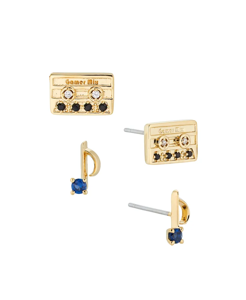 Ava Nadri Set of Two Pair Music Motif Stud Earrings