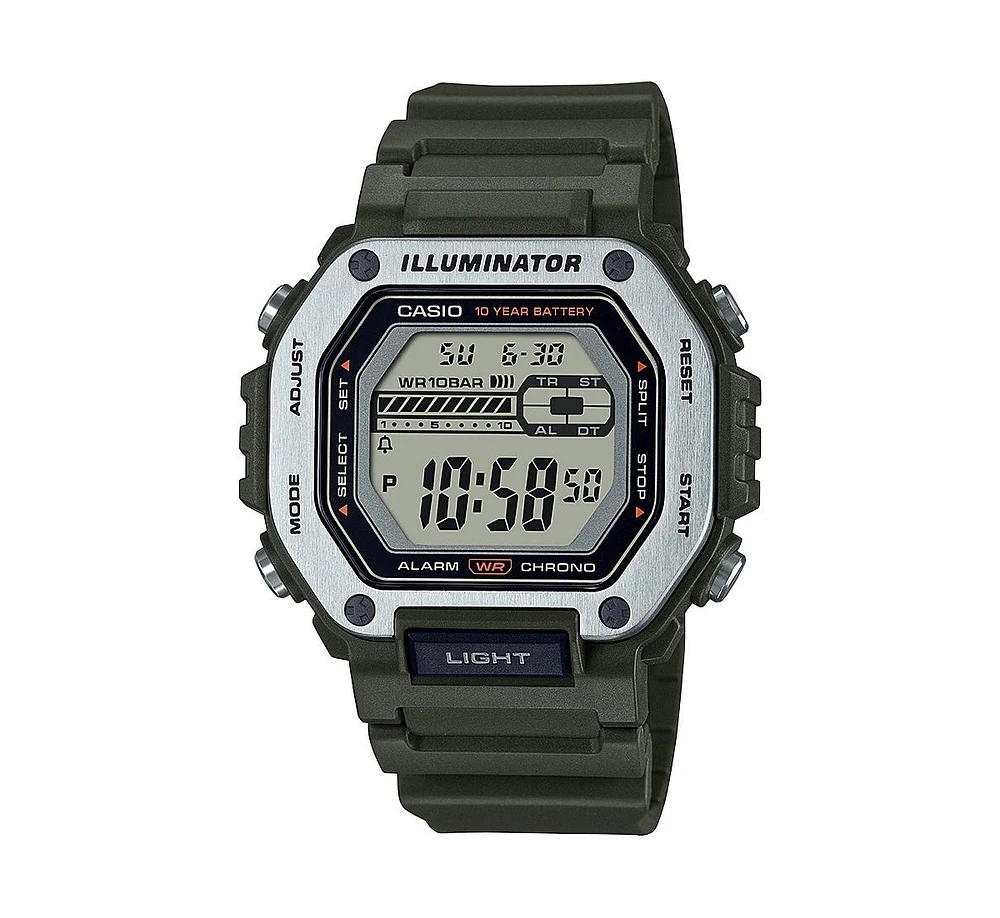 Casio Men's Digital Green Resin Watch 47.2mm, MWD110H-3AV